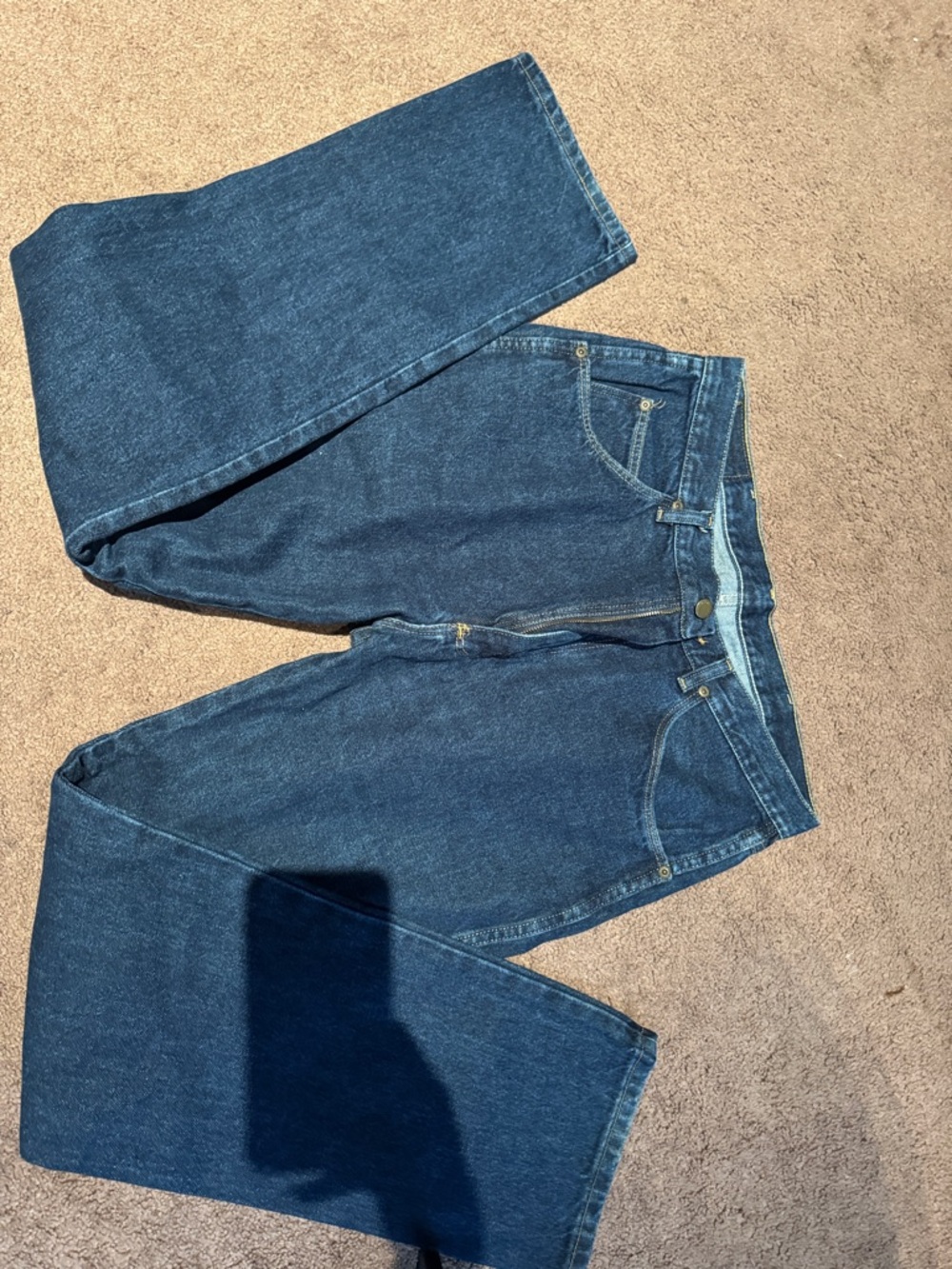 Wrangler Dark Blue Denim Jeans with Leather Patch